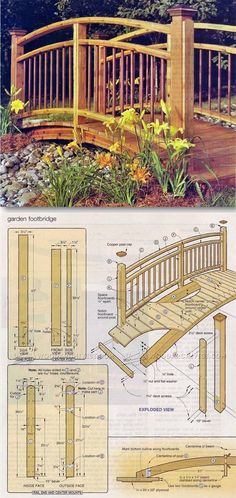 the plans for a wooden bridge are shown