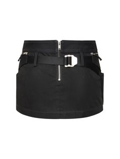 Back zip closure. Includes detachable belt bag,Adjustable buckle closure,One front zip pocket,Two side drawstring pockets. Two side zip pockets. Model is wearing a size6 Belted Mini Skirt, Skirt With Belt, Ski Accessories, Dion Lee, Flat Espadrilles, Shearling Jacket, Heeled Loafers, Denim Mini Skirt, Back To Black