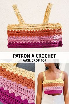 the crochet top is made with two different colors