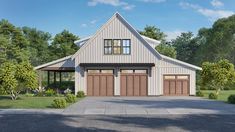 this is an artist's rendering of a two - car garage