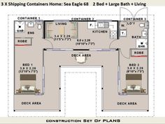 the floor plan for a small house with two bedroom and living room, including an attached kitchen