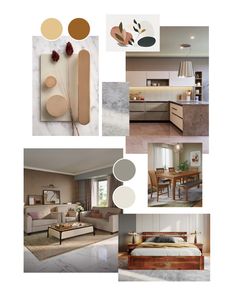 a collage of photos with different furniture and decor items in the same color scheme