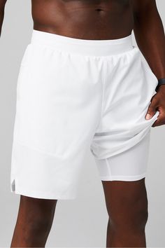 The Fundamental Short II Lined 7in FL2 white male Activewear >> Mens >> Bottom >> Shorts >> Lined Shorts regular 4-Way Stretch/Anti-Static/Anti-Stink/External Pockets/Hidden Pockets/Lined/No-Roll Waistband/Sweat Wicking/UPF 50 Stretch Breathable White Shorts, Breathable Stretch White Shorts, White Stretch Breathable Shorts, White Summer Activewear With Pockets, Breathable White Shorts, White Breathable Short Length Bottoms, White Short Leg Activewear For Summer, White Short Leg Summer Activewear, White Short-leg Summer Activewear