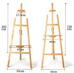 two wooden eases are shown with measurements for each one, and the other side has a