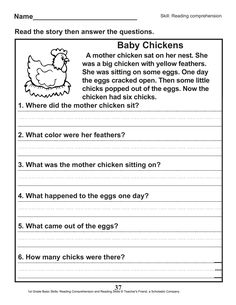 the worksheet for baby chickens