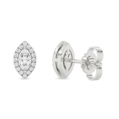 The Marquise Halo Studs are elegant diamond earrings that feature marquise-cut diamonds encircled by halos of round diamonds. The earrings are made of solid gold and have secure pushbacks. These are classy and versatile earrings that will complement any outfit. Formal Marquise Cluster Earrings With Brilliant Cut, Marquise Diamond Earrings With Diamond Accents For Formal Occasions, Marquise Diamond Cluster Earrings For Formal Occasions, Marquise Cut Diamond Cluster Earrings For Formal Events, Marquise Cut Diamond Cluster Earrings For Formal Occasions, Formal Marquise Cut Diamond Cluster Earrings, Formal Marquise-cut Diamond Cluster Earrings, Formal Marquise Diamond Cut Cluster Earrings, Brilliant Cut Marquise Diamond Earrings For Anniversary