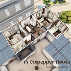 an overhead view of a house with the words is cupper house written in white