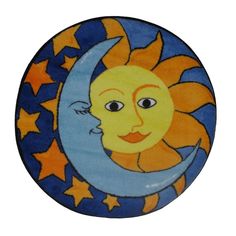 a plate with a sun and moon painted on it