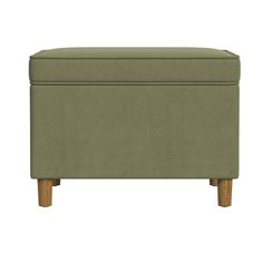 Our classic Dinah storage ottoman is designed with function and fashion in mind. Enjoy this simple shape in a smaller space or pair two together for a seating statement at the end of a bed or around a living room. Made with a durable easy-care light green sage velvet and wood legs in a Honey Oak finish, along with soft-close safety hinges, this ottoman is easy to assemble and easily spot-cleaned. Overall Height: 18 inches Overall Depth: 18 inches Overall Width: 24 inches Square Storage Ottoman, Round Storage Ottoman, Light Sage Green, Honey Oak, Green Sage, Round Storage, Oak Finish, Storage Ottoman, Simple Shapes