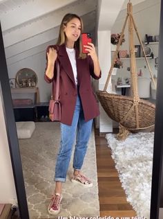 Burgundy Pants Outfit, Suede Jacket Outfit, Blazer Outfits For Women