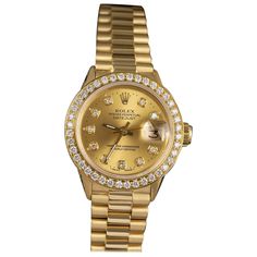 Rolex Diamond, Champagne Gold, Bezel Diamond, Vintage Watches, Rolex, Gold Diamond, Champagne, Wrist Watch, Vintage Jewelry