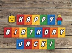 the word happy birthday spelled with lego blocks