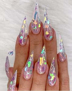 Miranda Richardson, Clear Acrylic Nails, Stiletto Nail Art, Stiletto Nails Designs, Clear Nails, Crystal Nails, Dream Nails, Coffin Nails Designs, Fire Nails