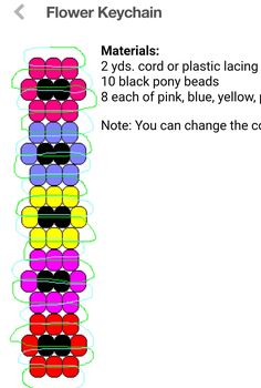 the instructions for how to make a flower keychain from scratchsticks and plastic beads