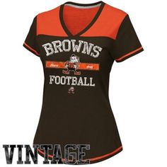 a women's brown and orange shirt with browns football on it