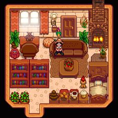 an image of a living room with furniture and decor in pixel style on the computer screen