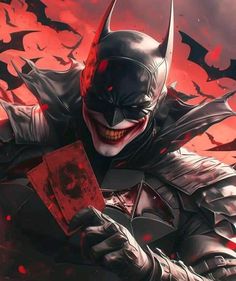 the joker in batman ark is holding his card