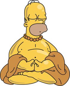 a cartoon character sitting in the middle of a yoga pose with his legs crossed and eyes closed