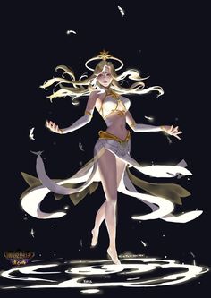 a woman with long hair is dancing in the dark, surrounded by white swirls