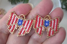 Handmade White Earrings For 4th Of July, Patriotic Handmade Earrings As A Gift, Patriotic Earrings For 4th Of July Gift, Patriotic Handmade Earrings For Gift, Flag Earrings, Earrings Casual, Casual Earrings, Special Gifts For Her, Earrings Everyday