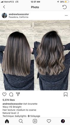 Hair Inspo Balayage, Color Balayage Hair, Ash Brown Hair Balayage, Balayage Straight, Balayage Straight Hair, Brown Straight Hair, Brunette Hair With Highlights