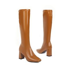 Type: Knee-High BootsGender: FemaleSeason: Demi-seasonStyle: Casual;Business;Cocktail;Evening;WeddingUpper Material: Faux leatherInner Material: MicrofiberSole Material: RubberHeel Type: Thick heelCasual Footwear Features: Closed noseClosure Type: lightningMain Pattern: plainToe: SquareHeel Height: approx. 6cmPlatform Height: approx. 0.5cmShaft Height: approx. 30cmCircumference: approx. 33cm(The measured data is Manufacturer's Size 36)Package Contents: 1 x Shoes (Pair)Please see our size guide a Mid-calf Platform Boots For Winter Party, Party Mid-calf Platform Boots For Winter, Winter Party Mid-calf Platform Boots, Fitted Mid-calf Boots For Formal Occasions, Formal Mid-calf Boots, Formal Snug-fit Mid-calf Boots, Formal Fitted Mid-calf Boots, Mid-calf Heeled Boots For Winter Party, Fitted Mid-calf Platform Boots For Winter