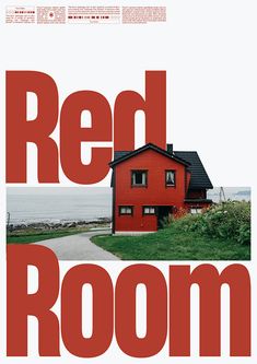 a red house with the words red room on it's front and back sides