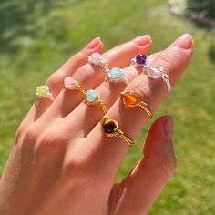 Elegant adjustable handmade rings crafted from gold-plated or silver-plated wire and natural round gemstones. 🌞🌱 Welcome to our newly launched shop! We are excited to have You here. Your support means a lot to us and helps us grow🌱🌞 💍 About the rings: - Adjustable size: Please select the size range for your ring, whether it's for your pinky or thumb. Different size options that you can choose from are listed below. - Exceptional comfort. - No snagging on clothing or hair. - Versatile, suita Adjustable Gold Crystal Ring In Sterling Silver, Adjustable Gold-colored Crystal Ring In Sterling Silver, Adjustable Round Crystal Ring With Natural Stones, Adjustable Spiritual Crystal Ring With Round Stone, Handmade Adjustable Rings With Round Stone, Handmade Adjustable Ring With Round Stone, Dainty Crystal Ring With Natural Stones As Gift, Adjustable Stackable Rings With Natural Stones, Adjustable Natural Stones Toe Ring