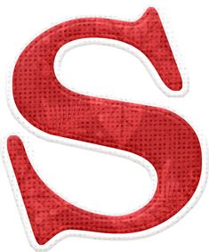 the letter s is made out of red fabric and has white stitching on it