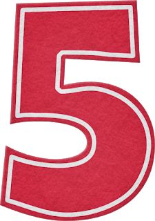 the number five is red and white