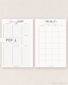 the printable daily planner is shown on top of a white paper with red lettering