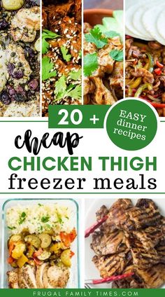 chicken thigh freezer meals with text overlay