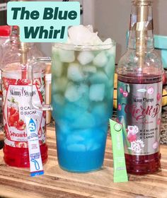 the blue whirl cocktail is ready to be served