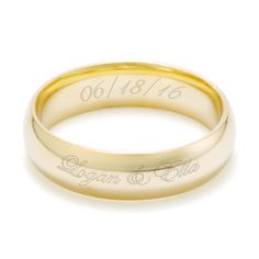 Engraved Couple's 5mm Gold Message Ring Necklaces For Mom, Coordinates Jewelry, Wedding Band Engraving, Jewelry For Kids, Family Tree Necklace, Gold Promise Rings, Custom Wedding Rings, Timeless Love, Monogram Jewelry