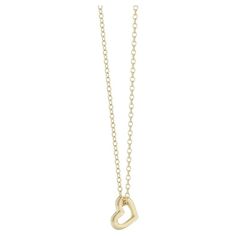 A small, dainty, solid gold heart on a simple 1.2mm curb chain. It really is too cute. -18k solid gold -16" curb chain -heart is 6.5x7.2mm Yellow Gold Heart Cut Charm Necklaces With Delicate Chain, Yellow Gold Delicate Chain Heart Cut Charm Necklaces, Yellow Gold Heart Cut Charm Necklace With Delicate Chain, Dainty Heart Pendant Charm Necklace With Cable Chain, 14k Gold Heart Charm Necklaces With Adjustable Chain, 14k Gold Heart Charm Necklace With Adjustable Chain, Dainty Heart-shaped Charm Necklace With Cable Chain, Dainty Gold Heart Necklace With Cable Chain, Dainty Yellow Gold Heart Necklace With Charm