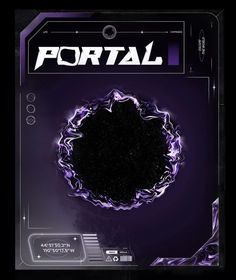 the front cover of portal magazine, featuring an image of a circular object in purple and black