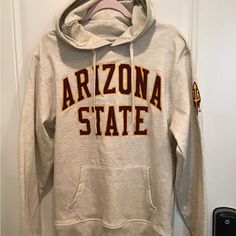 Bwt- Asu College Hooded Comes With Asu Authentic Sports Socks Universal Fit Casual Athletic Heather Hoodie For College, Casual College Hoodie In Athletic Heather, Casual Athletic Heather Hoodie For Sports Season, Fall Casual Hoodie For Fan Gear, Gray Casual Hoodie For Fans, Casual Gray Hoodie For Fans, Casual Winter Hoodie For Fan Gear, Casual Winter Sweatshirt For Fans, Hello Kitty Hoodie