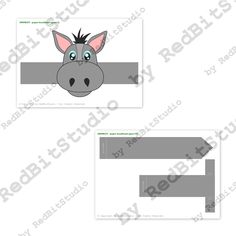 the donkey head has been cut out to look like it is holding a blank sign