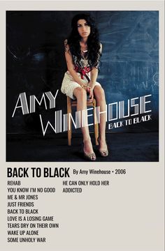 the back to black album cover features an image of a woman sitting on a chair