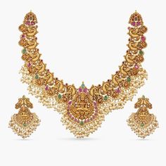 Cira Antique Necklace Set Antique Necklace Set, Indian Wedding Jewelry Sets, Antique Necklaces Design, Indian Jewelry Sets, Gold Designs, Indian Wedding Jewelry, Antique Necklace, Antique Earrings, Temple Jewellery