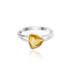 YoTreasure 8 MM Natural Trillion Shape Citrine 925 Sterling Silver Cocktail Ring - YoTreasure Brass Rings Jewelry, French Word, Silver Cocktail, Citrine Jewelry, Sunshine Yellow, Beautiful Autumn, Silver Gemstone Jewelry, Sterling Silver Dangle Earrings, Citrine Gemstone