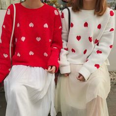 Only $18.99 Get The Warm Sweet Love Heart Pullover Sweater~2 Colors Cupid Core Outfits, Lovecore Fits, Lovecore Aesthetic Outfit, Valentines Outfits Aesthetic, Lovecore Outfits, Lovecore Fashion, Aesthetic Lovecore, Valentines Day Sweater, Valentine Vibes