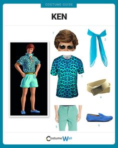 the costume guide for ken is designed to look like an animal print shirt and shorts