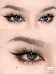 Eye Makeup Designs Natural, K Pop Concert Makeup Ideas, Douyin Eye Tutorial, Douyin Vampire Makeup, Kpop Makeup Looks, Mekap Mata