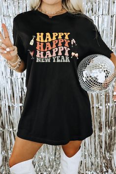 New Year's Eve Party Shirt Happy New Year Tshirt - Etsy Cowgirl Bachelorette Shirts, Western Bridal Showers, New Years Eve Shirt, Cowgirl Bachelorette, Disco Cowgirl, Sorority Tshirts, Alternative Bride, New Years Shirts, New Year's Eve Party