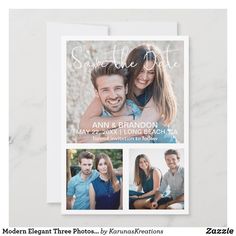 save the date card with three photos