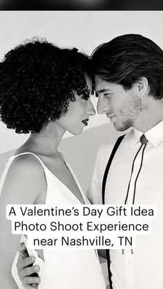 a man and woman standing next to each other with the caption valentine's day gift idea photo shoot experience near nashville, tn