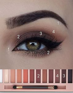 Everyday Eye Makeup Tutorial, Make Up Guide, Daily Eye Makeup, Eye Makeup Guide, Natural Smokey Eye, Everyday Eye Makeup, Eye Glitter, Eye Makeup Palette, Eye Makeup Styles