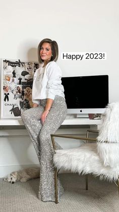 happy new year, ✨friends! I could not be more excited for 2023 and shared my goals and vision board today on the blog. it’s hard to believe it’s my eighth january 1st blog post and always a favorite to write. let me know if you’d like me to also share my vision board on stories! I’ve linked my supplies, sparkly pants, and desk storage on ltk.. https://liketk.it/3Ylep #newyearsgoals #visionboards #sequinpants #mydesktoday ..heidi is clearly still sleeping off 2022 🤣🥳😴. Sparkly Pants, New Year Friends, Happy New Year Friends, January 1st, Sequin Pants, My Goals, Desk Storage