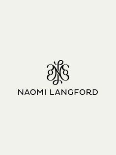 a black and white logo with the words naomi langford on it's side